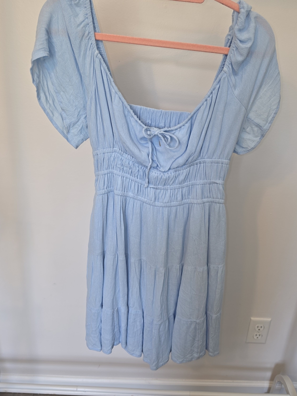 Hollister Light Blue Short Sleeve Tie-Front Tunic